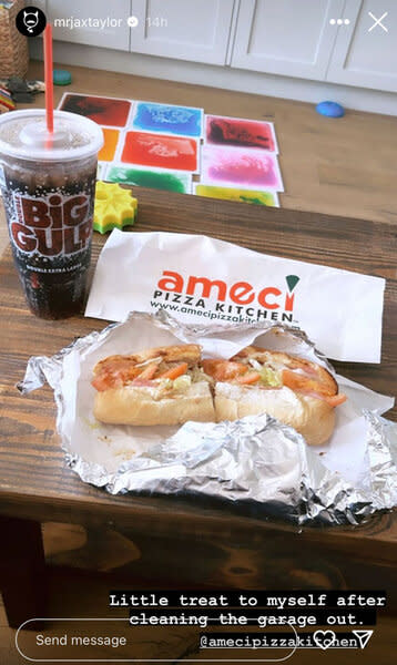 A sub sandwitch from Ameci and a big gulp soda.