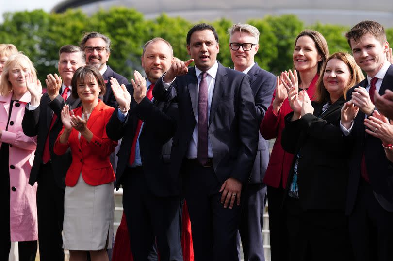 Scottish Labour leader Anas Sarwar with some of the newly elected Labour MPs at Four Winds Pavilion in Glasgow, following the landslide General Election victory for the Labour Party