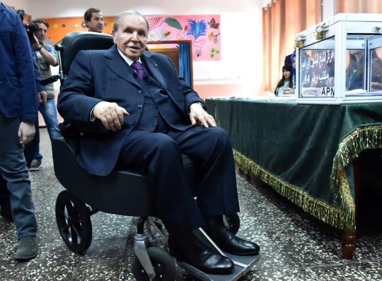 Algerian President Abdelaziz Bouteflika votes in legislative elections at a polling station in Algiers in May last year