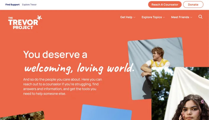The Trevor Project website.