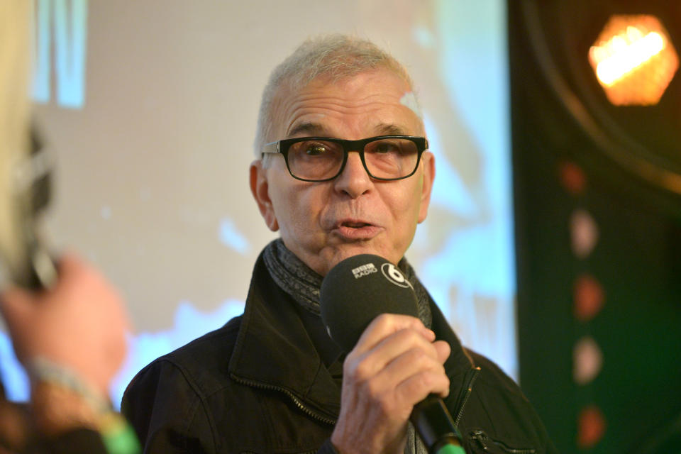 LONDON, ENGLAND - MARCH 07:  Producer Tony Visconti is interviewed by Liz Kershaw during the second day of the BBC Radio 6 Music Festival at Camden Fest, on March 07, 2020 in London, England. (Photo by Jim Dyson/Getty Images)