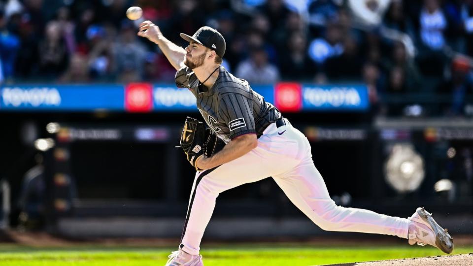 May 11, 2024; New York City, New York, USA; New York Mets pitcher Christian Scott (45) pitches against the Atlanta Braves during the first inning at Citi Field.