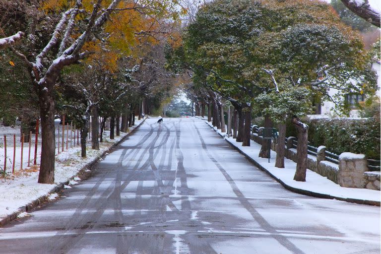 La Cumbre también amaneció cubierta de nieve