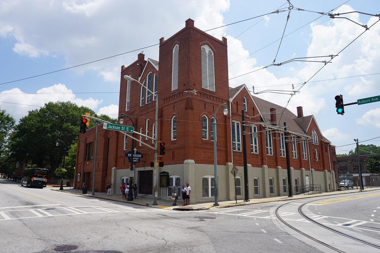 The Historic Ebenezer Baptist Church Heritage Sanctuary at the Martin Luther King Jr. National Historic Site in Atlanta, Georgia (United States).