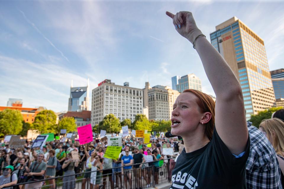 A crowd of protesters.