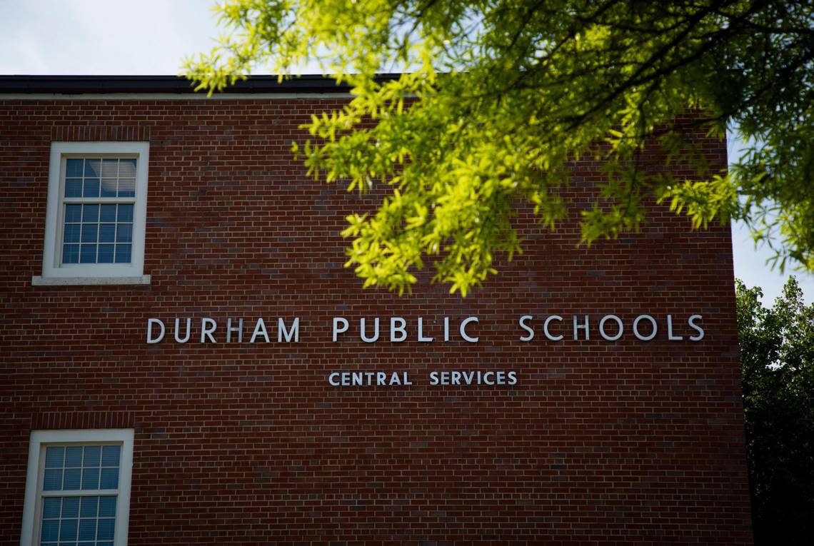 The Durham Public Schools central office building on Cleveland Street, photographed on Tuesday, Apr. 20, 2021, in Durham, N.C.