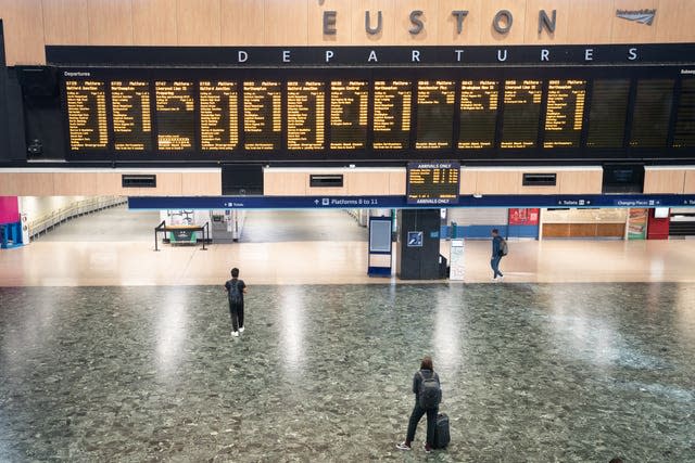 London Euston station was virtually deserted on Tuesday