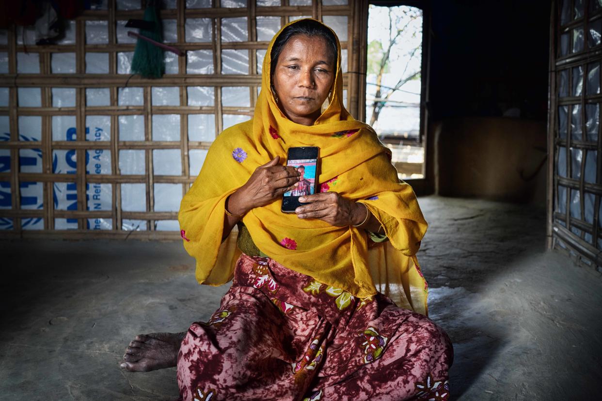 Sofura Khatun says her 14-year-old son, Noor Qader, was abducted by traffickers on his way to school in November. (Fabeha Monir for NBC News)