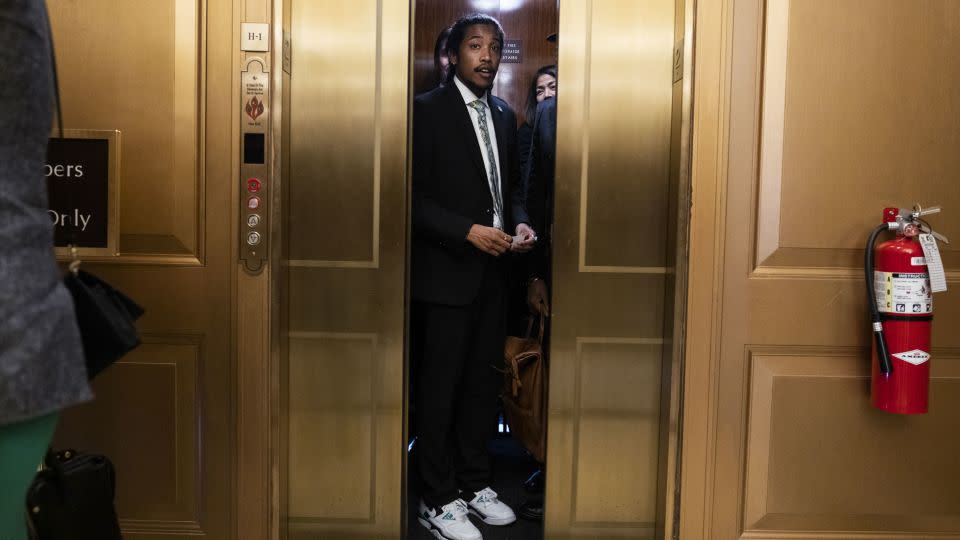 Tennessee state Rep. Justin Jones is seen at the US Capitol in April 2023. - Tom Williams/CQ-Roll Call, Inc./Getty Images