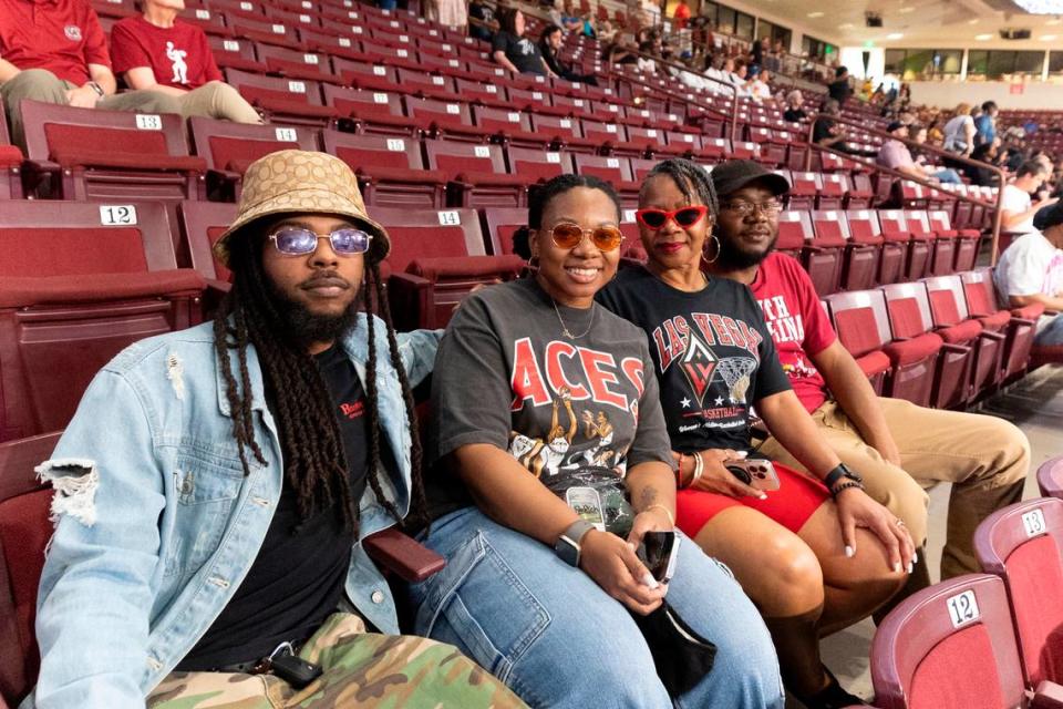 Tre Smithson, Jireh English, Saranory Scipio and Derrick English came to the Colonial Life Arena to support A’ja Wilson and the Las Vegas Aces. Tracy Glantz/tglantz@thestate.com