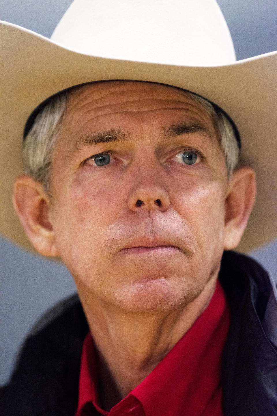 A tight portrait of David Barton  wearing a cowboy hat. (David Calvert / Getty Images file)