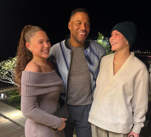 <p>Sophia Strahan Instagram</p> Sophia Strahan, Michael Strahan, and Isabella Strahan