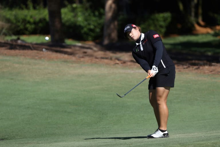 Ariya Jutanugarn of Thailand plays a shot on the sixth hole during the final round of the LPGA Tour Championship on November 19, 2017 in Naples, Florida