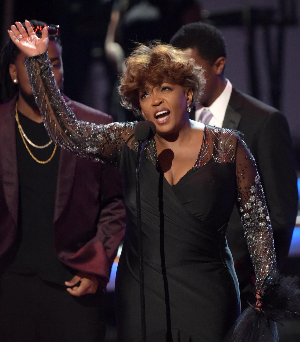 Anita Baker accepts the lifetime achievement award at the BET Awards in 2018.