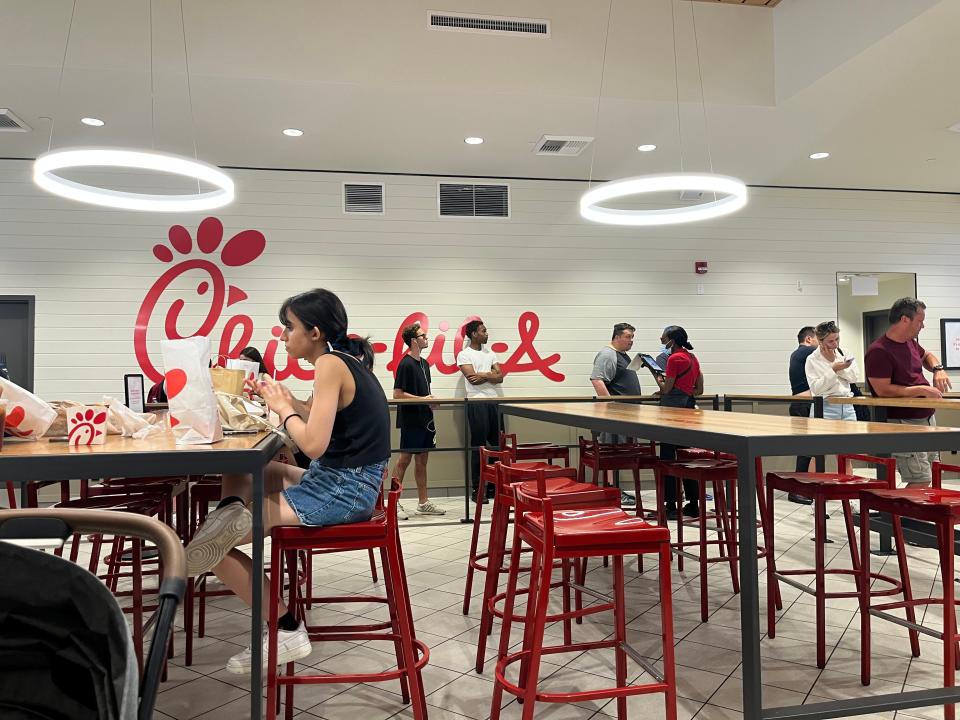 interior shot of a chick fil a in toronto canada