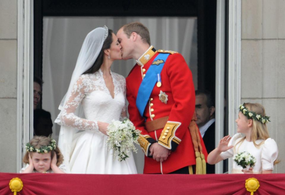 <p>Kate Middleton and Prince William's wedding would have been perfect, especially the moment they shared a kiss on the balcony in front of crowds of people. However, <a href="https://www.harpersbazaar.com/celebrity/latest/a15377/royal-wedding-flower-girl/" rel="nofollow noopener" target="_blank" data-ylk="slk:flower girl Grace van Cutsem;elm:context_link;itc:0;sec:content-canvas" class="link ">flower girl Grace van Cutsem</a> was less than impressed by the scene, covered her ears, and looked exceedingly moody to boot. Maybe not an actual scandal, but an unforgettable naughty moment for sure!</p>