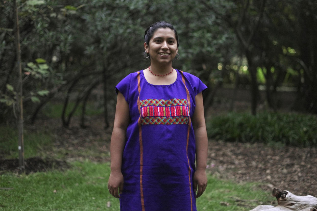 Climate activist Mitzy Violeta poses for a photo in Mexico City, on Oct. 19, 2022. The climate change generation is saying officials are talking too much, listening too little and acting even less. And they are fed up. “We no longer want to live in a world in which we only seek to consume and use things and discard them,” Violeta said. (AP Photo/Teresa de Miguel)