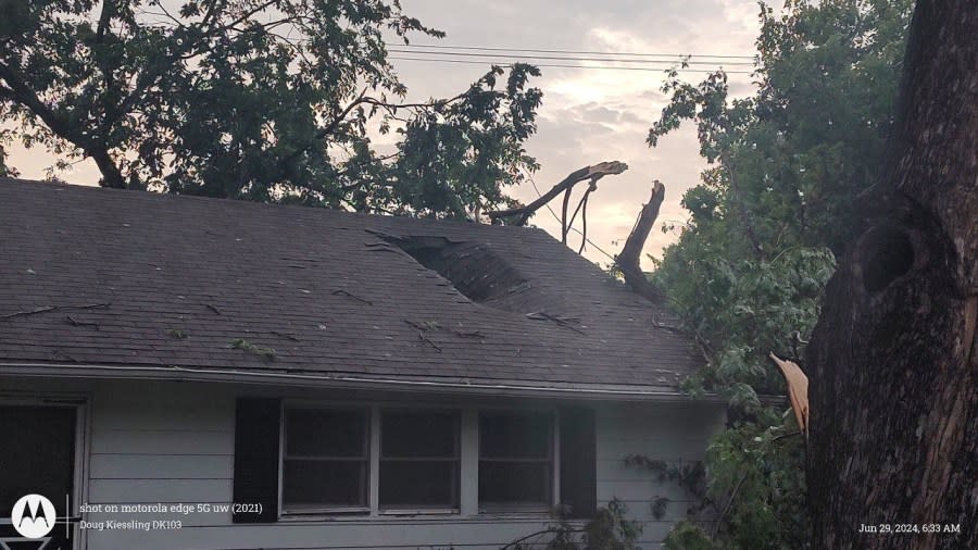 A storm caused extensive damage in Junction City on June 28, 2024. (Courtesy Doug Kiessling DK103)
