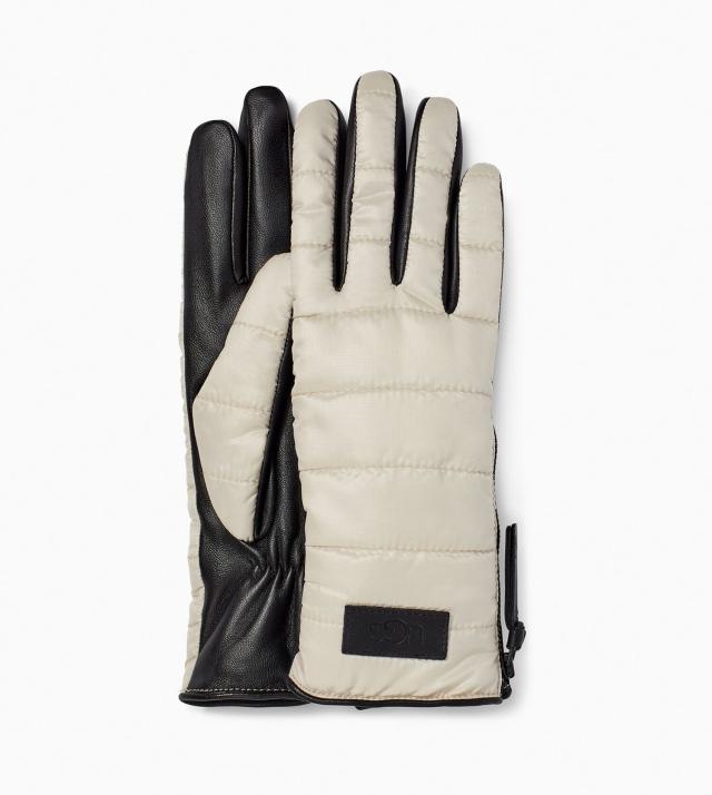 UGG Leather Quilted Logo Gloves with Conductive Tech Palm