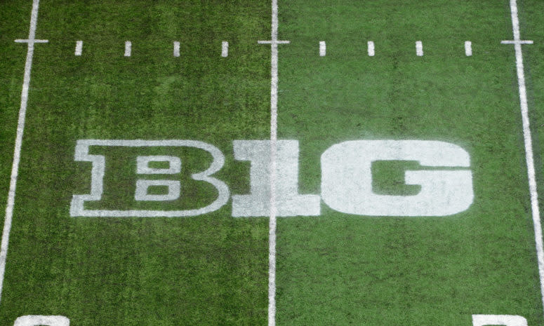 The Big Ten Logo on the field for the Ohio State-Maryland game.