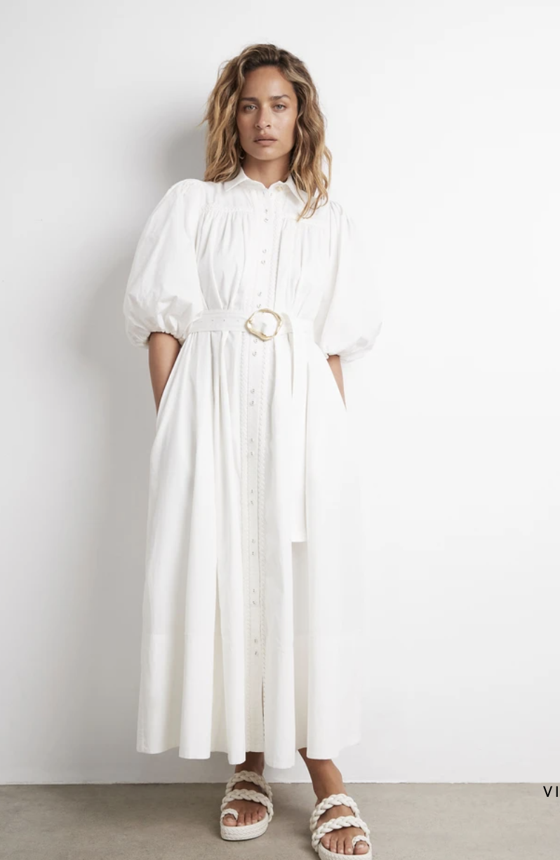 Casabianca Puff Sleeve Shirt Dress