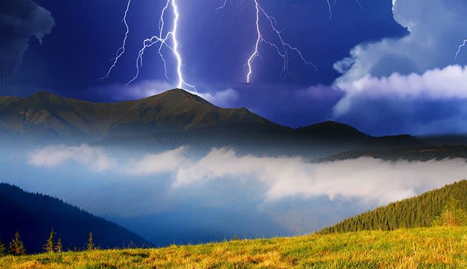 Lightening storm in the mountains