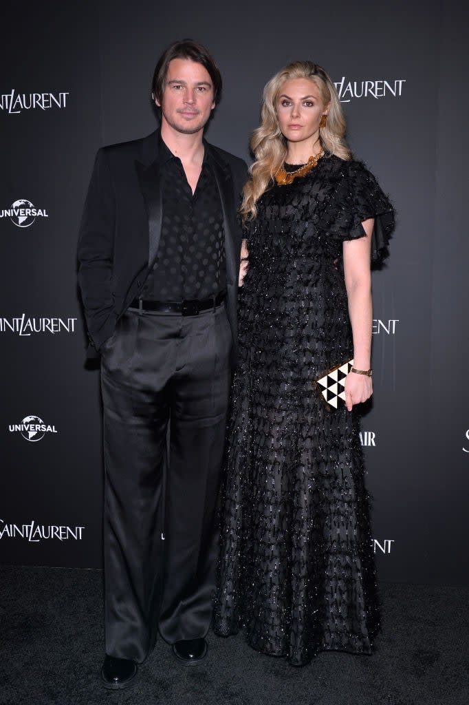 Josh Hartnett and Tamsin Egerton attend the Saint Laurent x Vanity Fair x NBCUniversal dinner and party to celebrate “Oppenheimer” at a private residence on March 08, 2024 in Los Angeles, California.