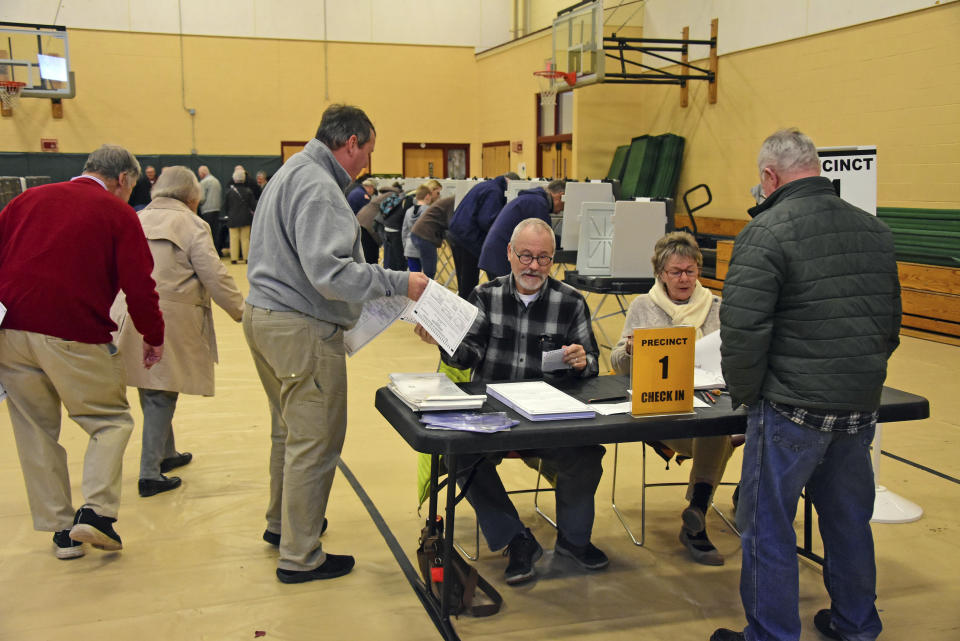 Voting was steady in Williamstown, Mass. as residents cast their ballots in the mid-term elections at the Williamstown Elementary School on Tuesday, Nov. 6, 2018. (Gillian Jones / The Berkshire Eagle via AP)