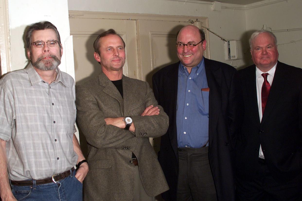 From left, Stephen King, John Grisham, Peter Straub and Pat Conroy at "A Benefit for Frank Muller and Family," at Town Hall in New York City in 2002. 