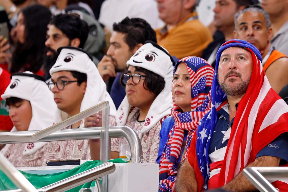 Watching the USA-Iran game on Nov. 29, 2022, at the World Cup in Doha, Qatar.