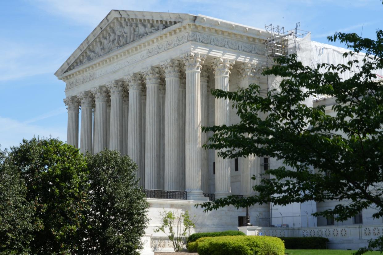 The U.S. Supreme Court hears oral arguments on April 23, 2024, in a challenge by Starbucks to a judicial decision that required the coffee chain to rehire seven employees at one of its cafes in Memphis, Tenn., who a federal agency determined were fired for supporting unionization.
