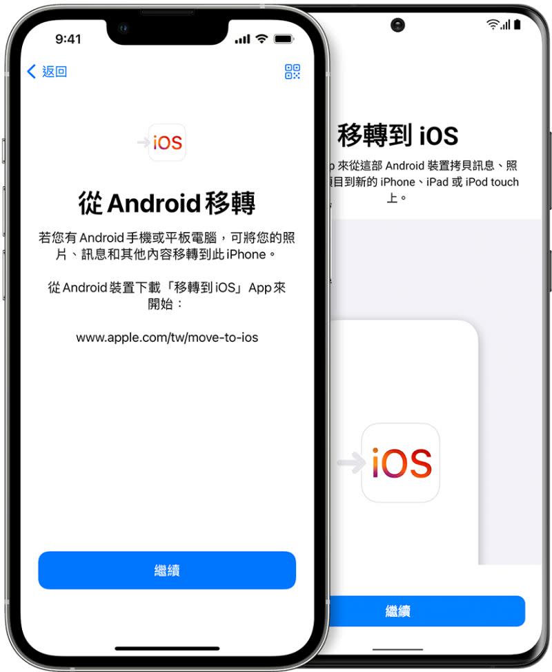 ▲原本的Android手機下載《移轉到 iOS》App，依步驟操作即可，在移轉時不可使用 Android 上的其他 App 或接聽電話，否則可能會影響到備份完整性。(圖／翻攝Apple官網)