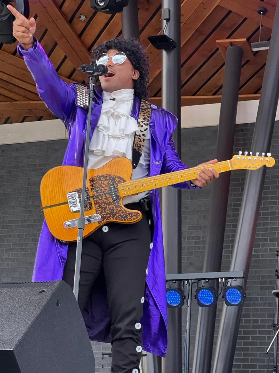 Shane Golden of The Prince Project tribute band performs Saturday at Jackson Amphitheater.