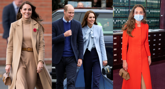 Kate Middleton's Strathberry Multrees Chain Wallet in Navy Embossed Croc