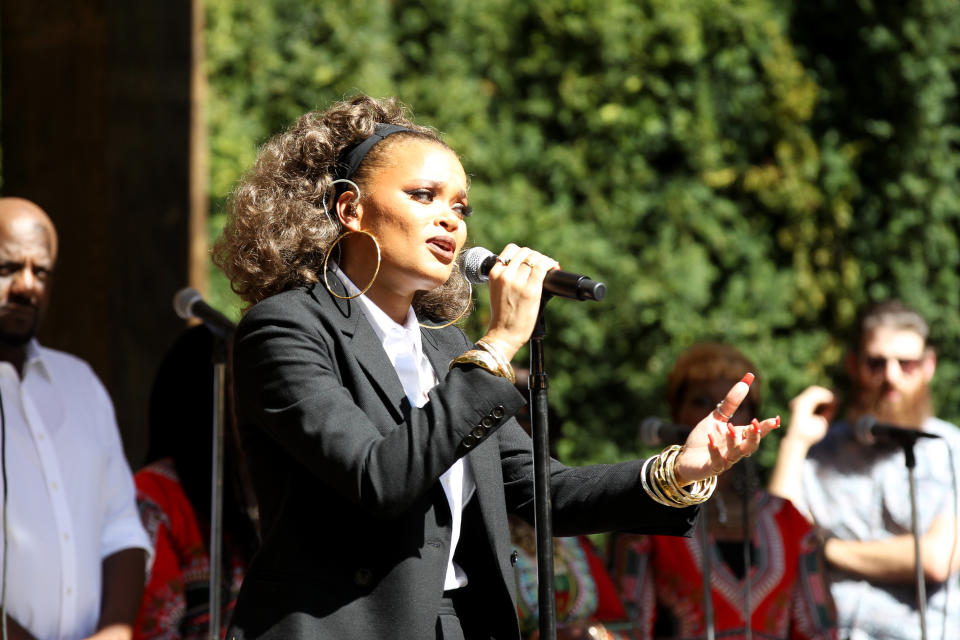 Andra Day&nbsp;performs during the gospel brunch.