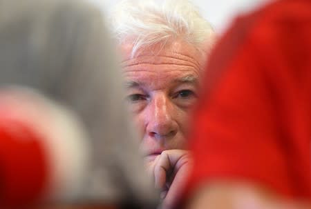 U.S. actor Richard Gere holds a news conference in support of an NGO ship "Open Arms", which carries stranded migrants, in Lampedusa