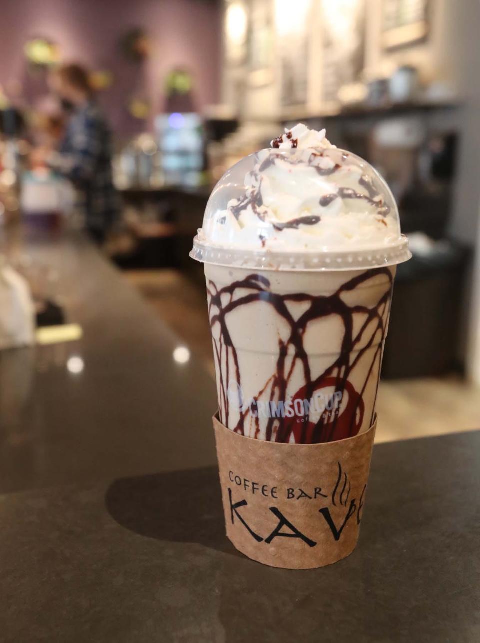 Have offers a wide variety of beverages at Kave Coffee Bar in downtown Barberton including this frozen peppermint mocha.