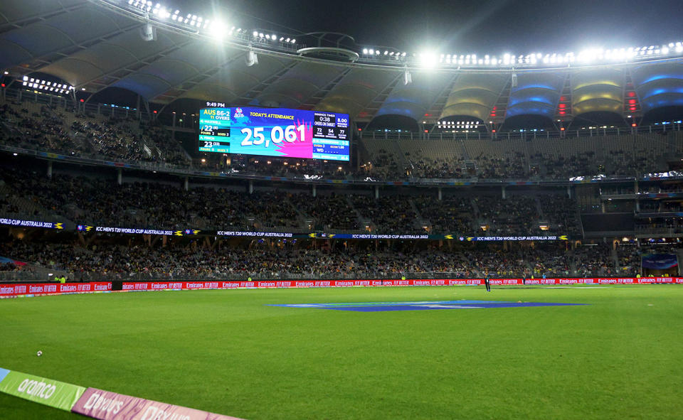 25,061 fans, pictured here at Australia's clash with Sri Lanka at the T20 World Cup.
