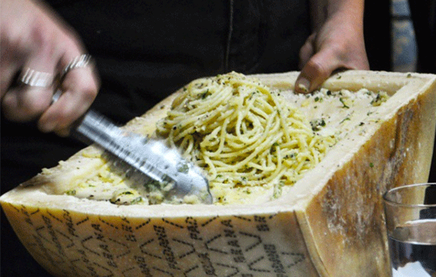 Cheese wheel pasta in Colorado