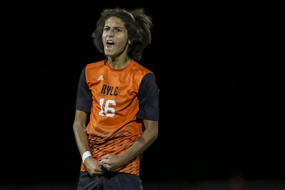 Ryle's Diego Hoenderkamp, shown after beating Highlands Oct. 13, scored a goal in the win over Covington Catholic in the regional final Oct. 15.