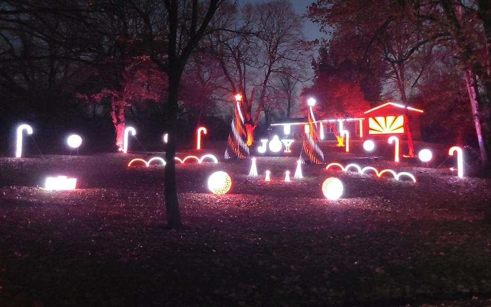 Christmas decorations at the Shine Bright Lighting Show at 7094 N. Farm Road 171 in 2023.