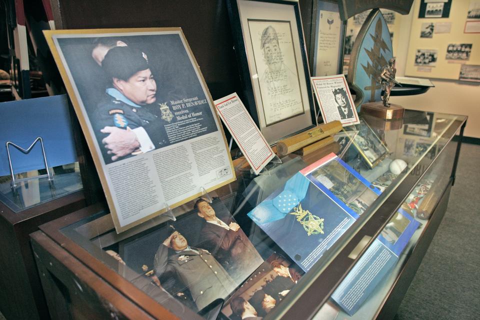 A display featuring Roy Benavidez is seen on Sept. 12, 2006,  at the Wharton County Historical Museum, in El Campo, Texas.