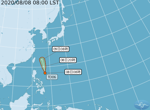 氣象局指出，熱帶低氣壓今天8時的中心位置在北緯 16.8 度，東經 127.0 度，以每小時31公里速度，向北進行。