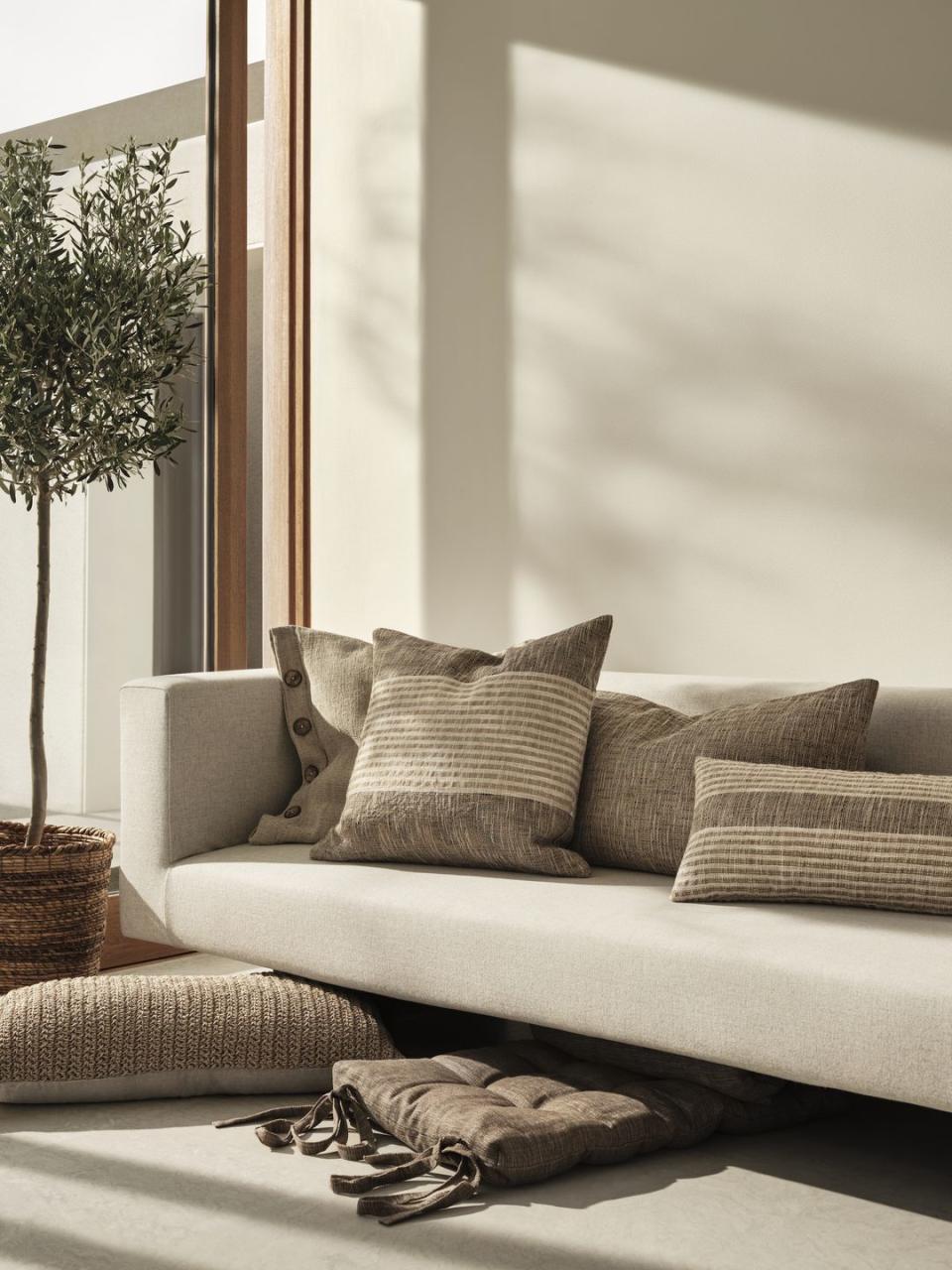 <p>Create a cosy and personal expression at home with the new range of scatter <a href="https://www.housebeautiful.com/uk/lifestyle/shopping/g36003442/floor-cushions/" rel="nofollow noopener" target="_blank" data-ylk="slk:cushions;elm:context_link;itc:0;sec:content-canvas" class="link ">cushions</a> and luxurious blankets. Handwoven by skilled weavers, the plant-dyed cushions will change colour as you wash them, making them even more inimitable. </p><p><a class="link " href="https://go.redirectingat.com?id=127X1599956&url=https%3A%2F%2Fwww2.hm.com%2Fen_gb%2Fhome.html&sref=https%3A%2F%2Fwww.housebeautiful.com%2Fuk%2Flifestyle%2Fshopping%2Fg36671419%2Fhandm-home-love-of-craft-collection-artisans%2F" rel="nofollow noopener" target="_blank" data-ylk="slk:COMING SOON;elm:context_link;itc:0;sec:content-canvas">COMING SOON</a></p>