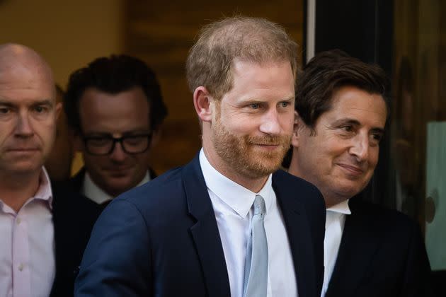 TheDuke of Sussex leaves the Rolls Building at the Royal Courts of Justice after giving evidence in the Mirror Group phone hacking trial. 