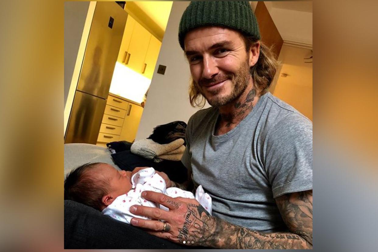 Proud uncle: David Beckham introduces his baby niece: @davidbeckham