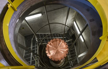 FILE PHOTO: A copper capsule for spent nuclear fuel is pictured during the test in the Onkalo spent nuclear fuel repository in Olkiluoto nuclear plant area in Eurajoki