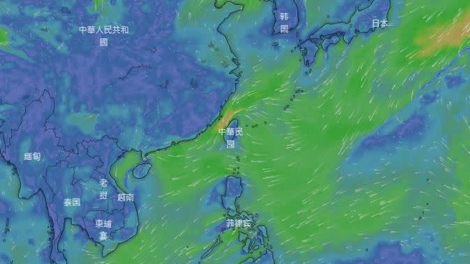 受到華南雲雨區東移影響，中部以北以及東半部，今天會出現降雨情形。（圖／翻攝自中央氣象局）