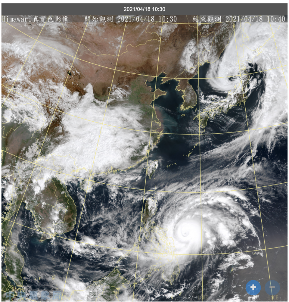 東北季風挾帶境外污染物影響臺灣，預計午後空氣污染物由北往南傳輸影響到中南部地區，傍晚起中部以北地區空氣品質將逐漸好轉。（圖／中央氣象局）