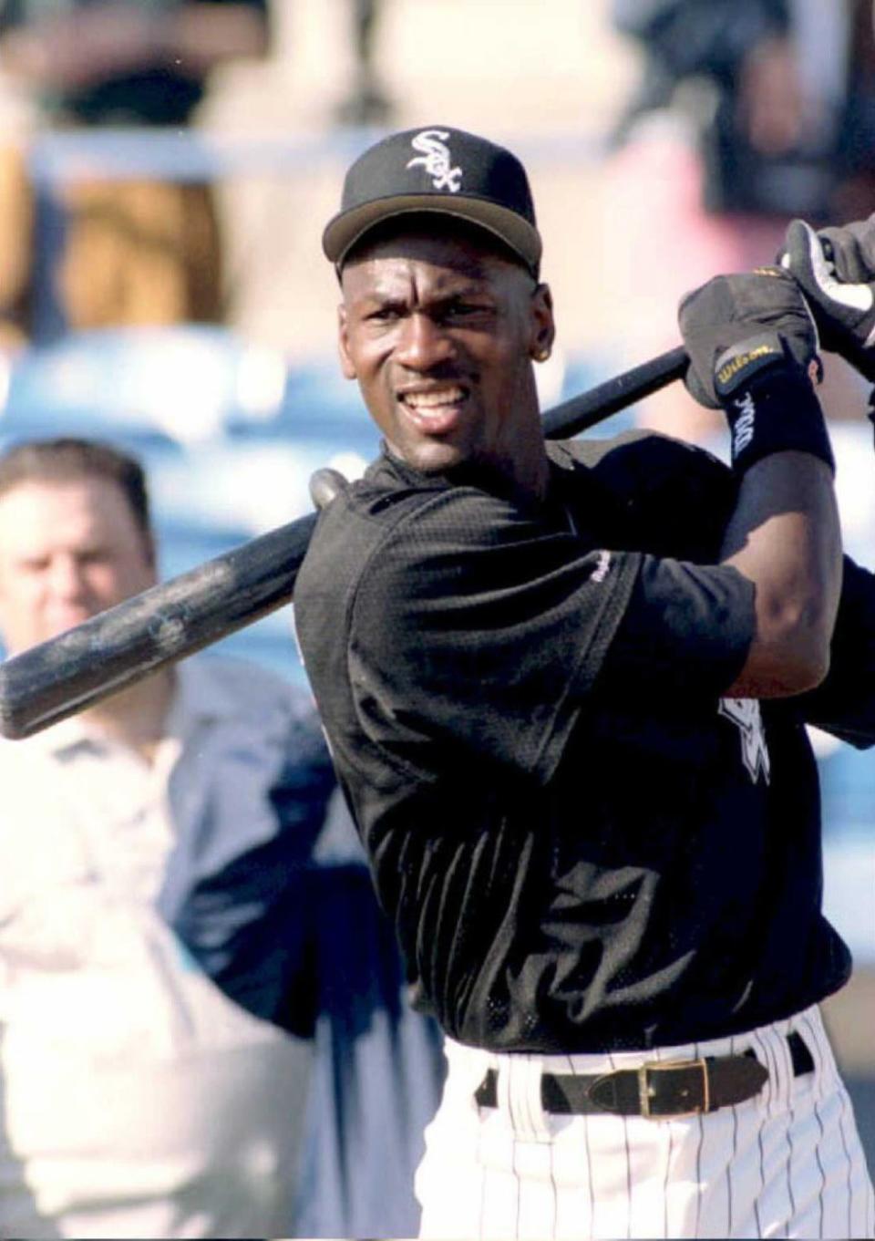 Michael Jordan warms up before his first spring workout with the Chicago White Sox in Sarasota, Fla., in this 1994 photo.